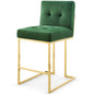 Privy Gold Stainless Steel Performance Velvet Counter Stool, Velvet, Metal Steel, Gold Green, 18591