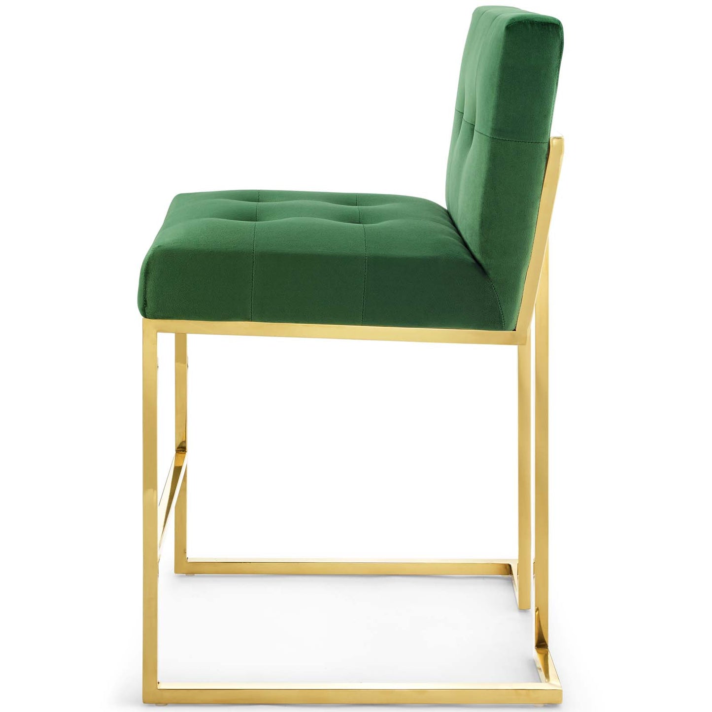 Privy Gold Stainless Steel Performance Velvet Counter Stool, Velvet, Metal Steel, Gold Green, 18591