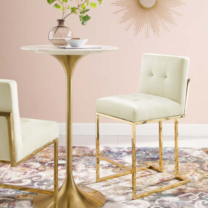 Privy Gold Stainless Steel Performance Velvet Counter Stool, Velvet, Metal Steel, Gold Ivory White, 18592