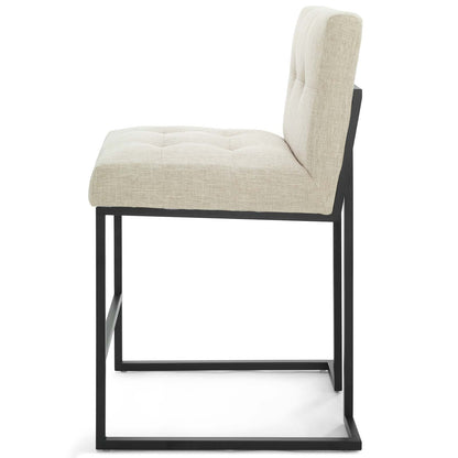 Privy Black Stainless Steel Upholstered Fabric Counter Stool, Fabric, Metal Steel, Black Beige, 18594