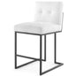 Privy Black Stainless Steel Upholstered Fabric Counter Stool, Fabric, Metal Steel, Black White, 18596