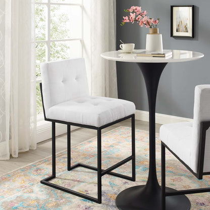 Privy Black Stainless Steel Upholstered Fabric Counter Stool, Fabric, Metal Steel, Black White, 18596
