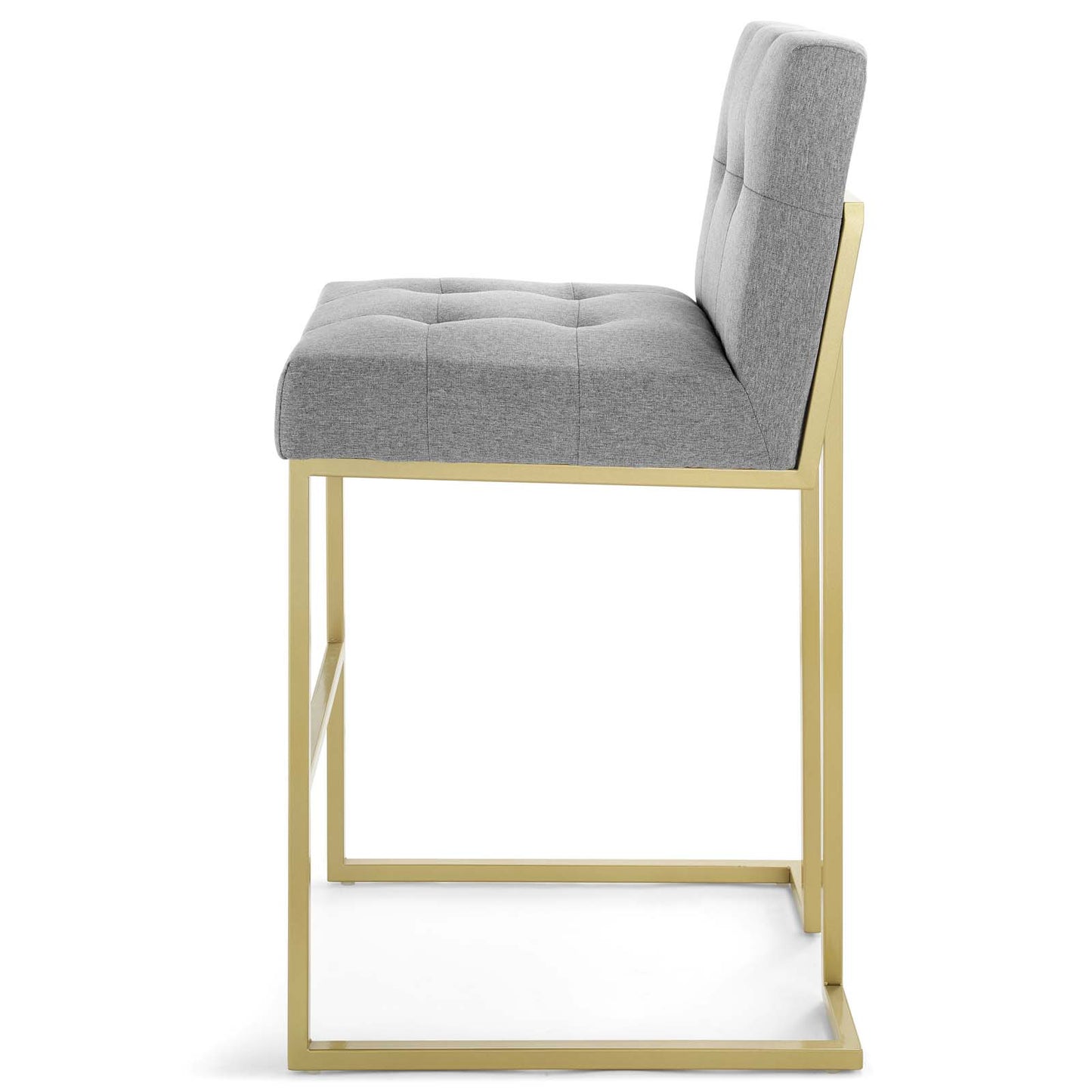 Privy Gold Stainless Steel Upholstered Fabric Bar Stool, Fabric, Metal Steel, Gold Light Grey Gray, 18599