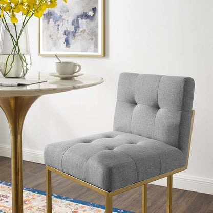 Privy Gold Stainless Steel Upholstered Fabric Bar Stool, Fabric, Metal Steel, Gold Light Grey Gray, 18599