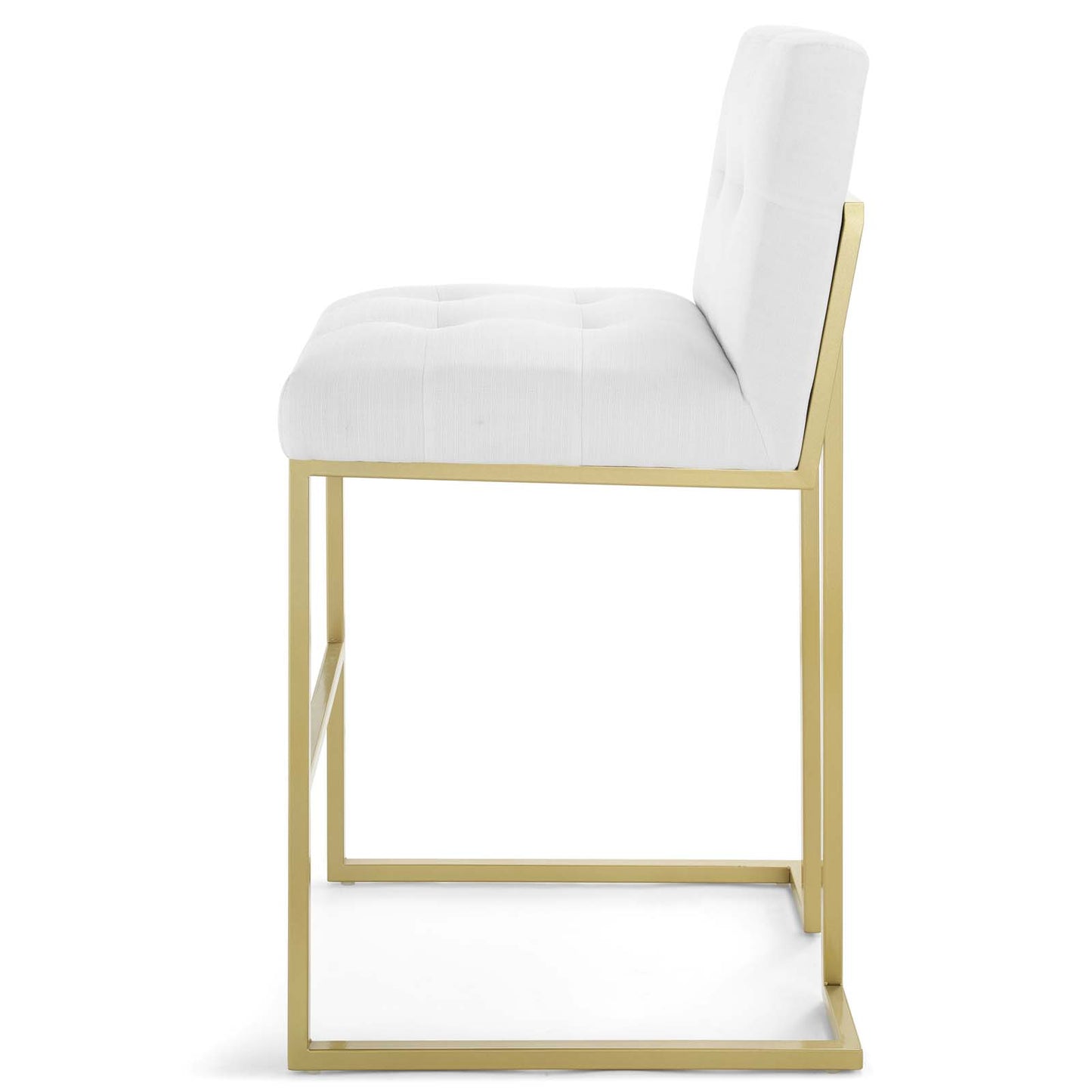 Privy Gold Stainless Steel Upholstered Fabric Bar Stool, Fabric, Metal Steel, Gold White, 18600