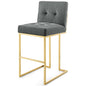 Privy Gold Stainless Steel Performance Velvet Bar Stool, Velvet, Metal Steel, Gold Grey Gray, 18601