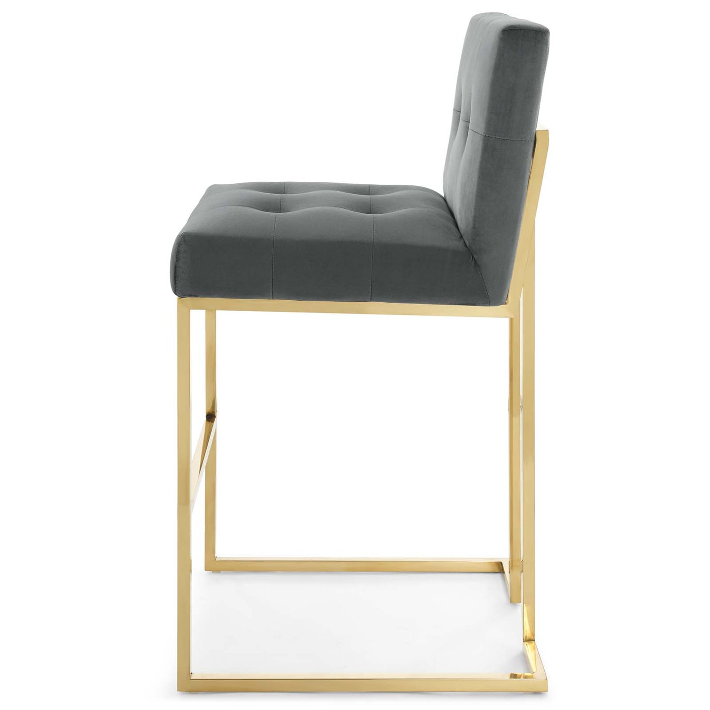 Privy Gold Stainless Steel Performance Velvet Bar Stool, Velvet, Metal Steel, Gold Grey Gray, 18601
