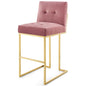 Privy Gold Stainless Steel Performance Velvet Bar Stool, Velvet, Metal Steel, Gold Pink, 18602