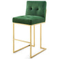 Privy Gold Stainless Steel Performance Velvet Bar Stool, Velvet, Metal Steel, Gold Green, 18603