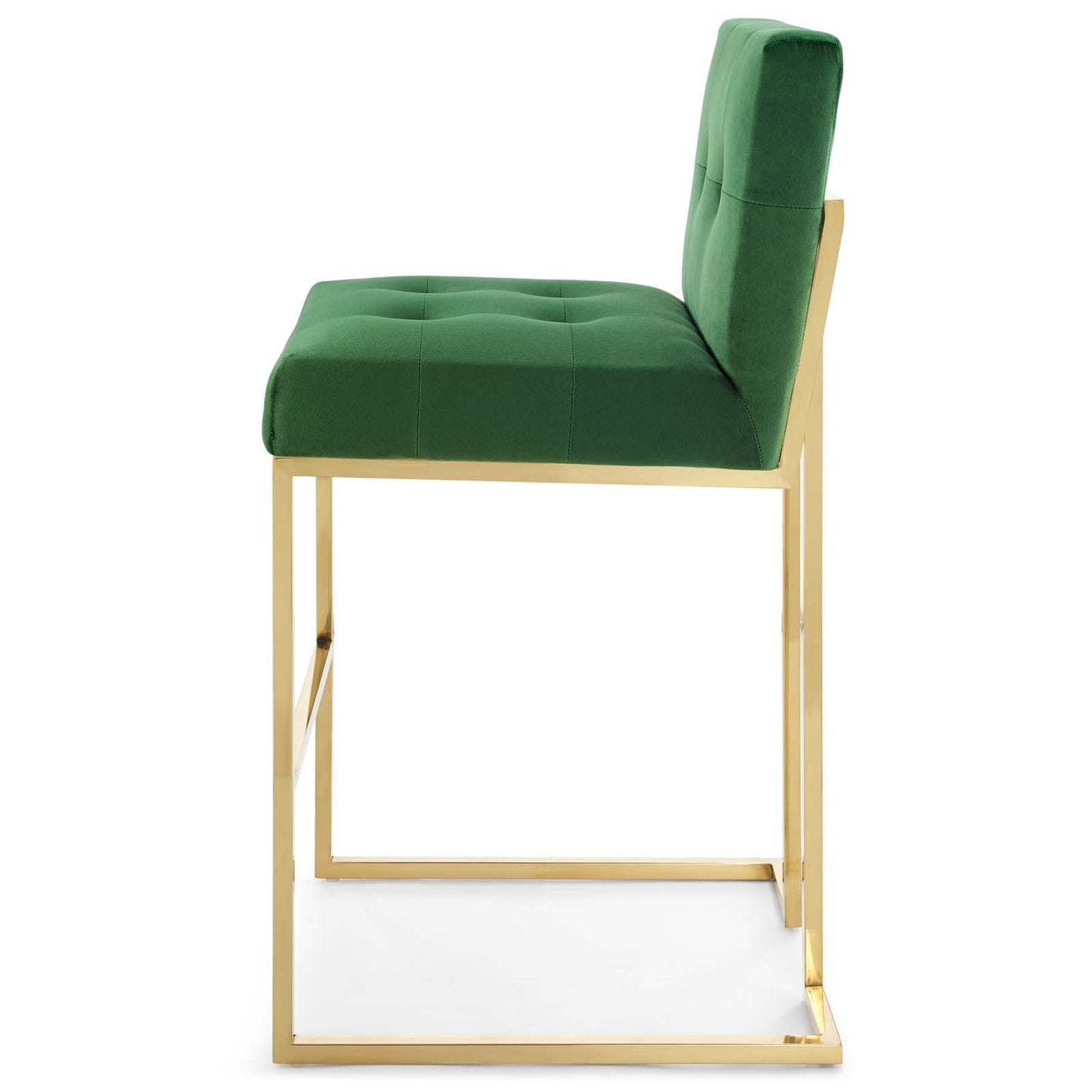 Privy Gold Stainless Steel Performance Velvet Bar Stool, Velvet, Metal Steel, Gold Green, 18603