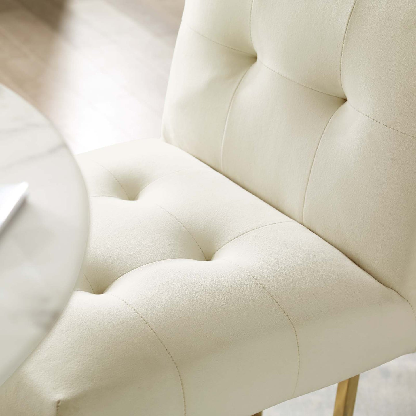 Privy Gold Stainless Steel Performance Velvet Bar Stool, Velvet, Metal Steel, Gold Ivory White, 18604