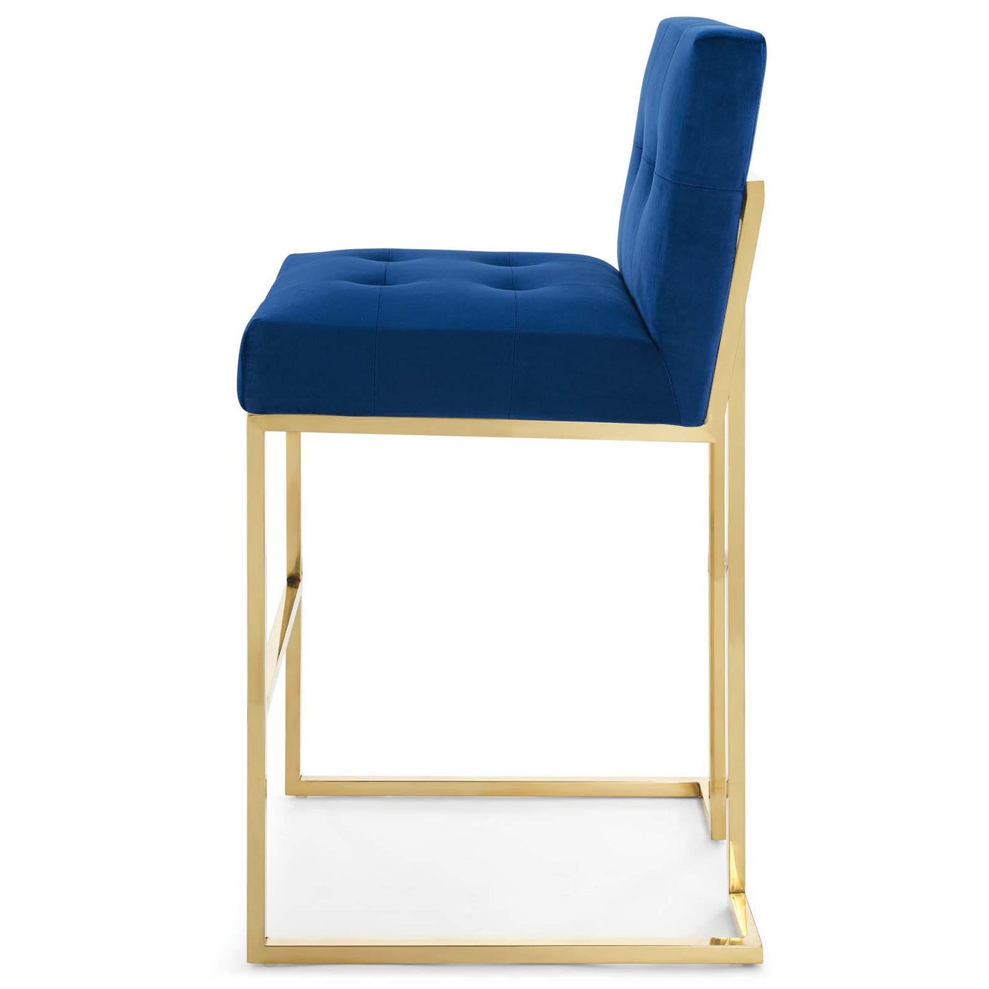Privy Gold Stainless Steel Performance Velvet Bar Stool, Velvet, Metal Steel, Gold Blue Navy, 18605