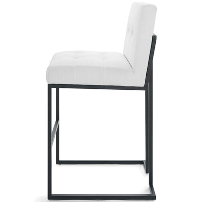 Privy Black Stainless Steel Upholstered Fabric Bar Stool, Fabric, Metal Steel, Black White, 18608