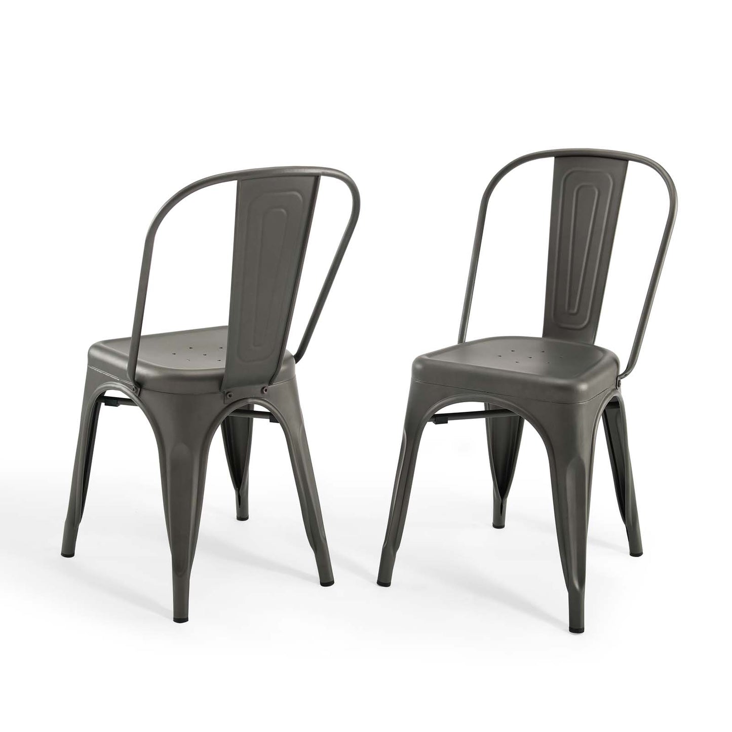 Promenade Bistro Dining Side Chair Set of 2, Metal Steel, Gunmetal Silver, 18611