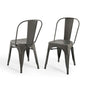 Promenade Bistro Dining Side Chair Set of 2, Metal Steel, Gunmetal Silver, 18611