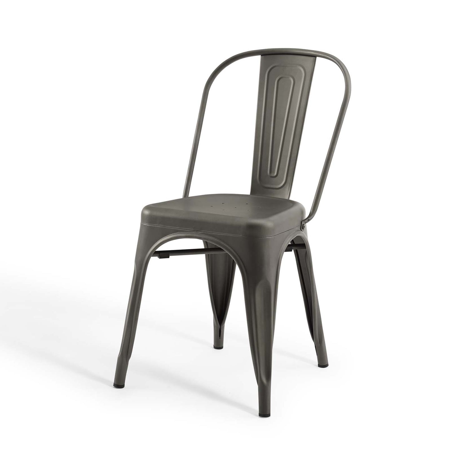 Promenade Bistro Dining Side Chair Set of 2, Metal Steel, Gunmetal Silver, 18611