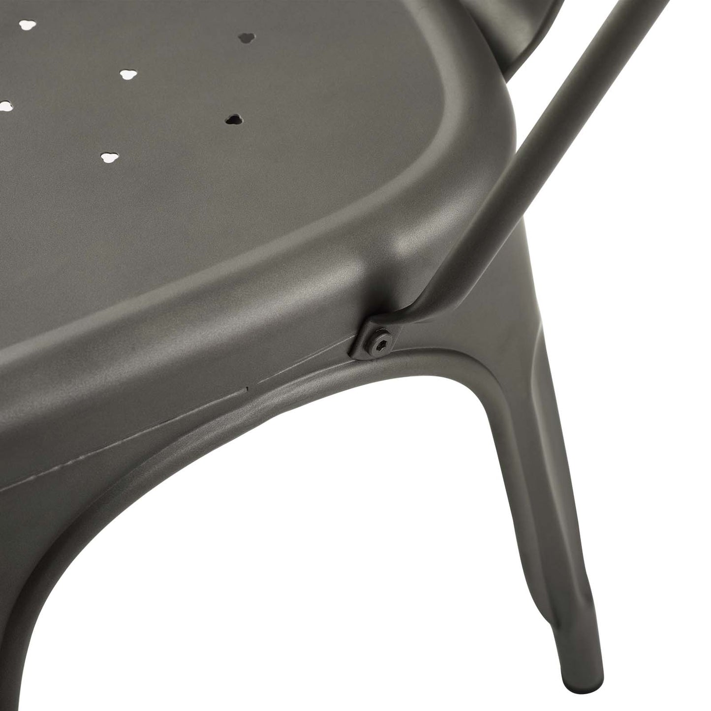 Promenade Bistro Dining Side Chair Set of 2, Metal Steel, Gunmetal Silver, 18611