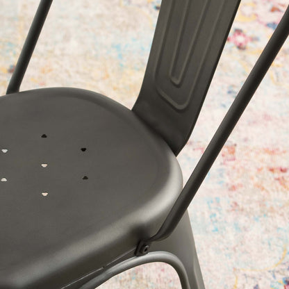 Promenade Bistro Dining Side Chair Set of 2, Metal Steel, Gunmetal Silver, 18611
