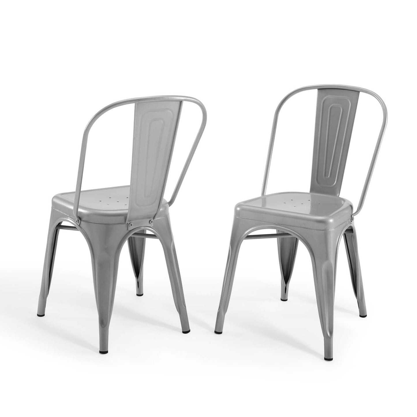 Promenade Bistro Dining Side Chair Set of 2, Metal Steel, Silver, 18612
