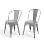 Promenade Bistro Dining Side Chair Set of 2, Metal Steel, Silver, 18612