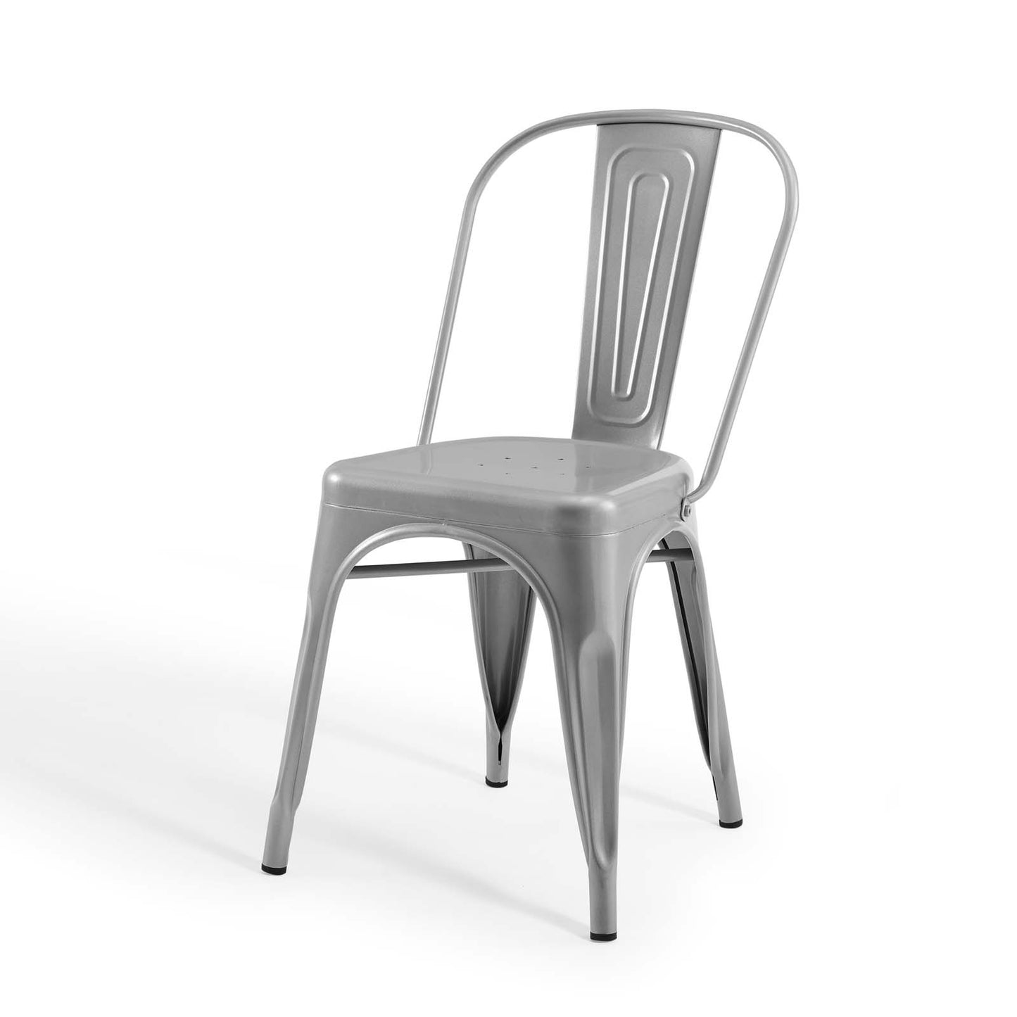 Promenade Bistro Dining Side Chair Set of 2, Metal Steel, Silver, 18612