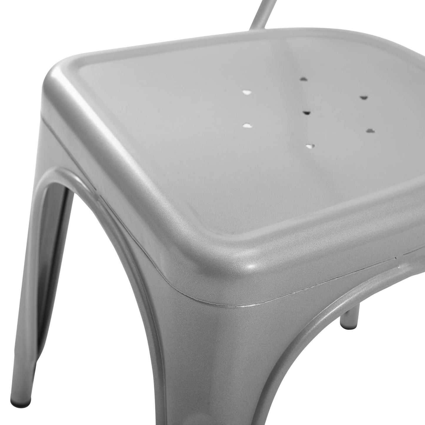 Promenade Bistro Dining Side Chair Set of 2, Metal Steel, Silver, 18612