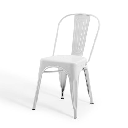 Promenade Bistro Dining Side Chair Set of 2, Metal Steel, White, 18613
