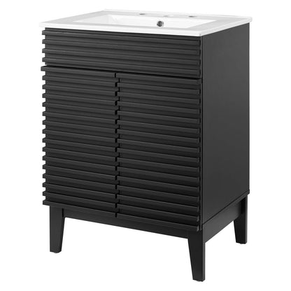 Render Bathroom Vanity, Wood, Black White, 18614
