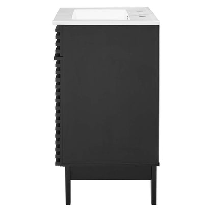 Render Bathroom Vanity, Wood, Black White, 18614