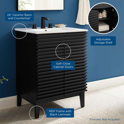 Render Bathroom Vanity, Wood, Black White, 18614