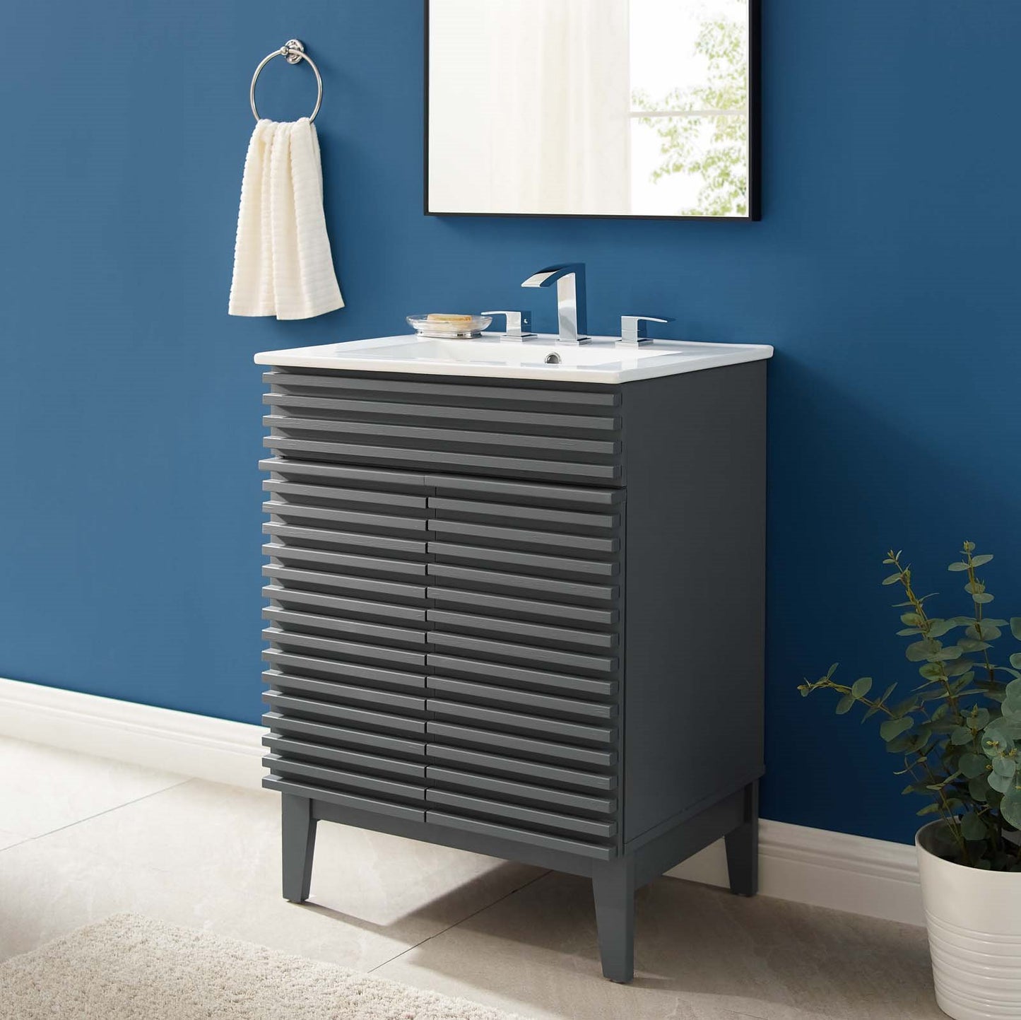 Render Bathroom Vanity, Wood, Grey Gray White, 18615