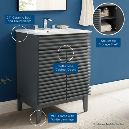 Render Bathroom Vanity, Wood, Grey Gray White, 18615