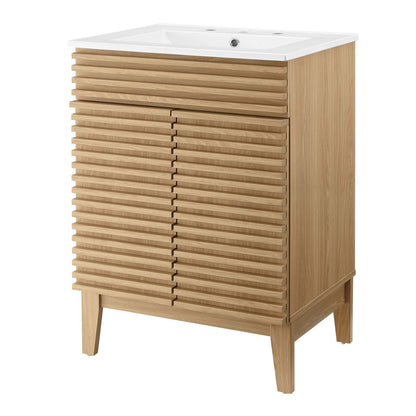 Render Bathroom Vanity, Wood, Brown Oak White, 18616