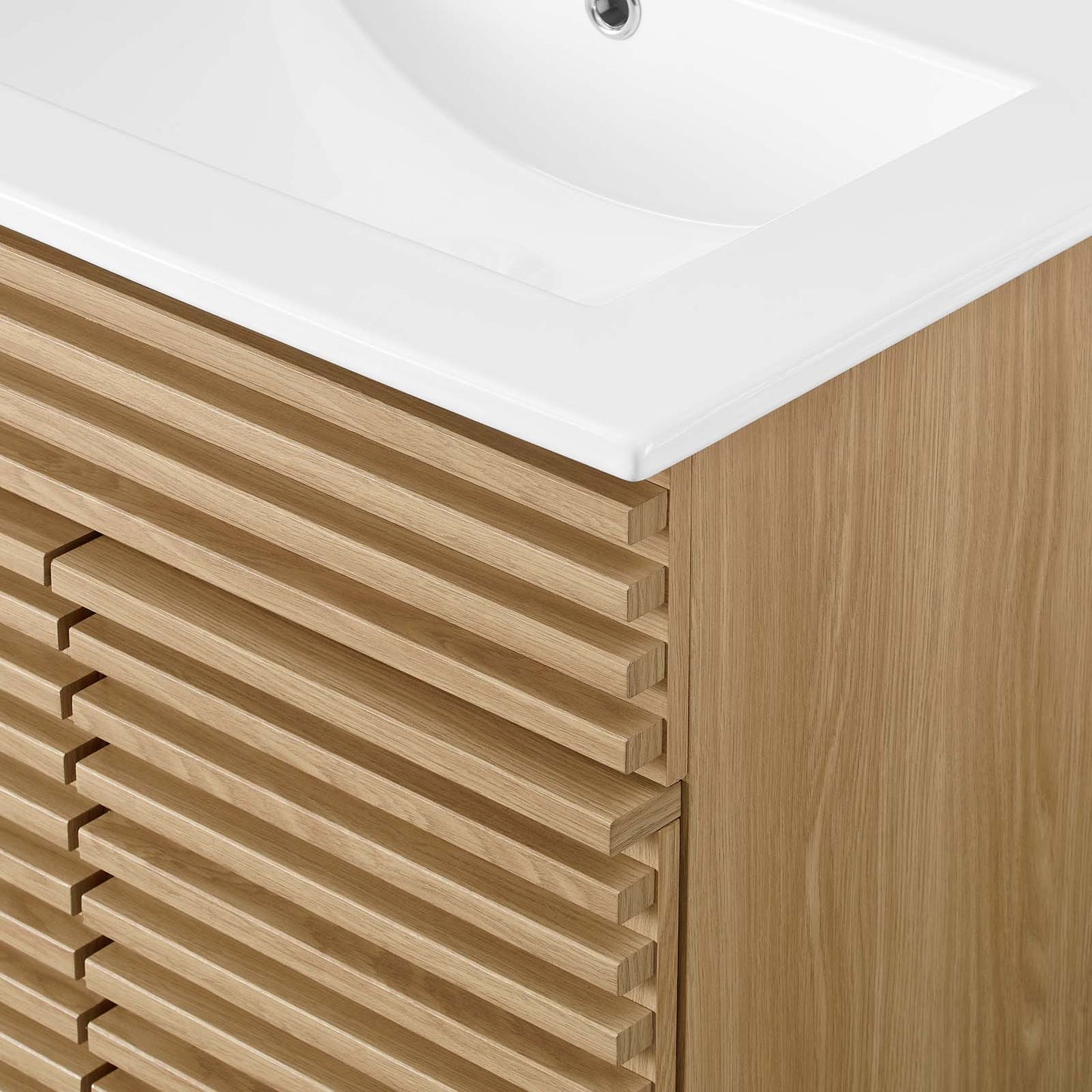Render Bathroom Vanity, Wood, Brown Oak White, 18616