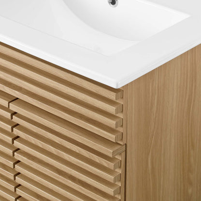 Render Bathroom Vanity, Wood, Brown Oak White, 18616