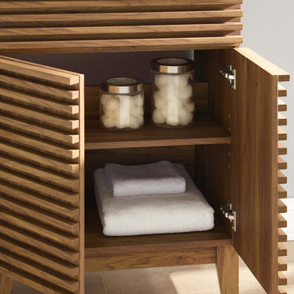 Render Bathroom Vanity, Wood, Brown Walnut White, 18617