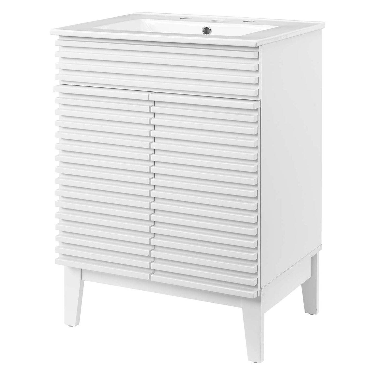 Render Bathroom Vanity, Wood, White, 18618