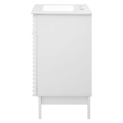 Render Bathroom Vanity, Wood, White, 18618