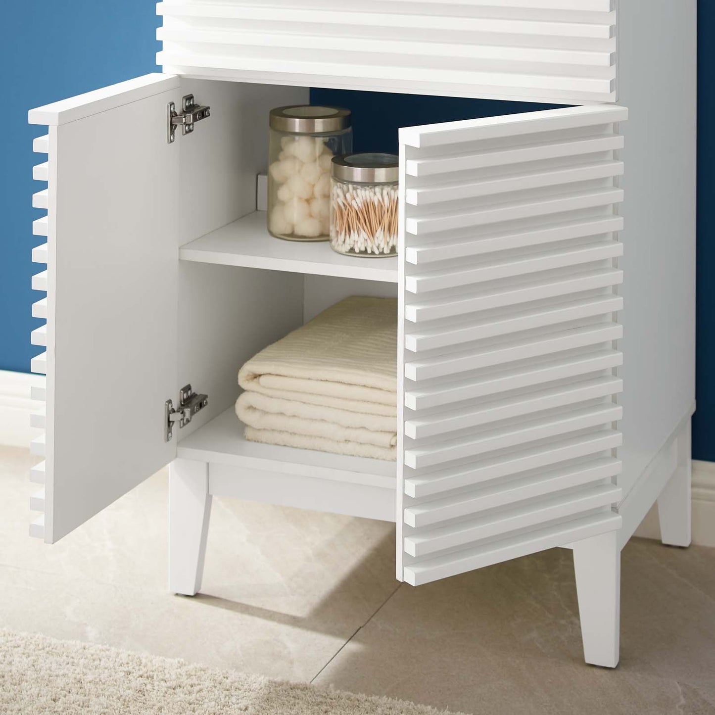 Render Bathroom Vanity, Wood, White, 18618