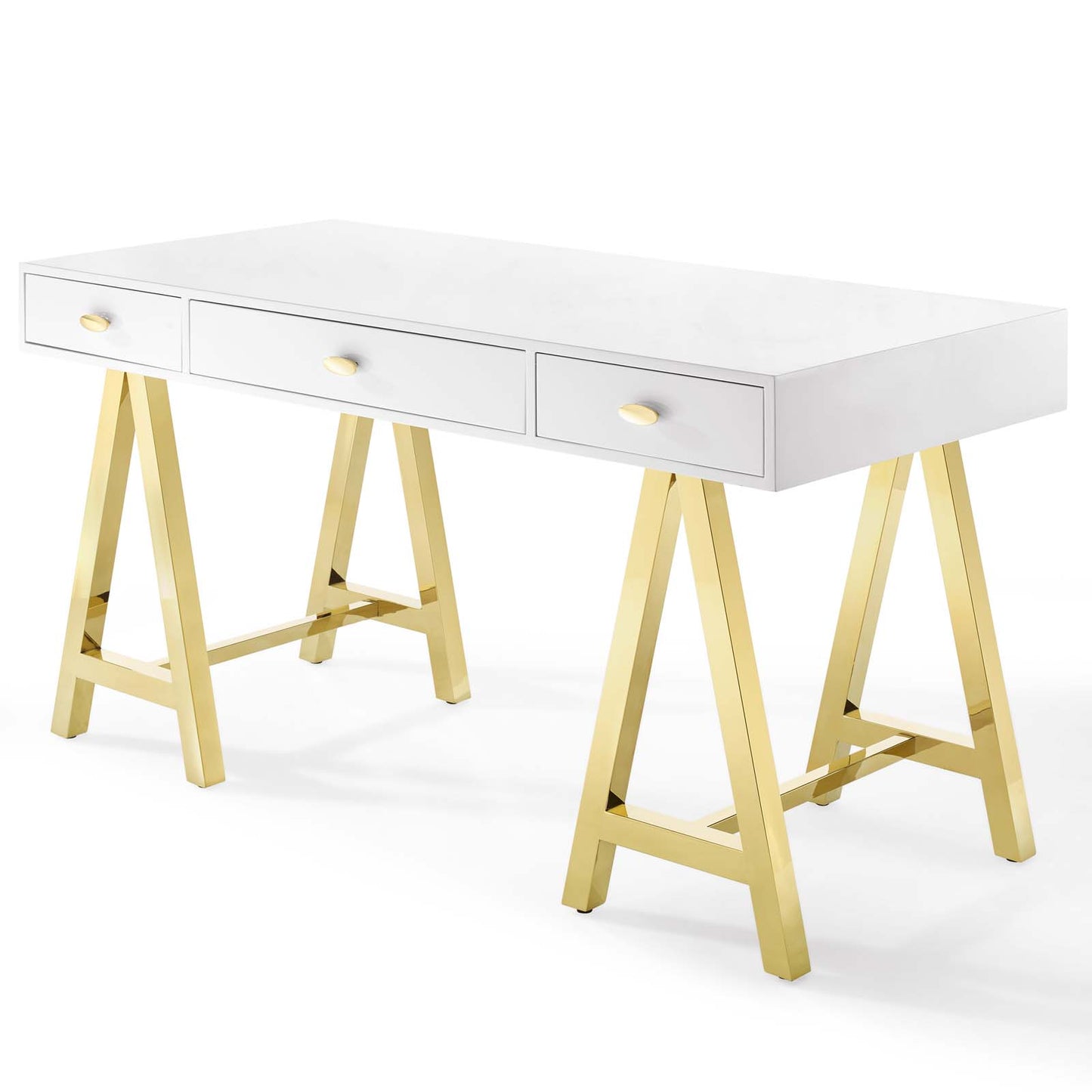 Jettison Office Desk, Wood, Metal Steel, Gold White, 18619