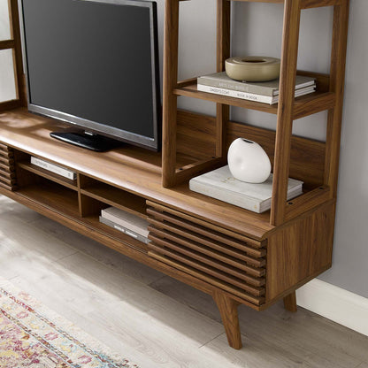 Render TV Stand Entertainment Center, Wood, Brown Walnut, 18621