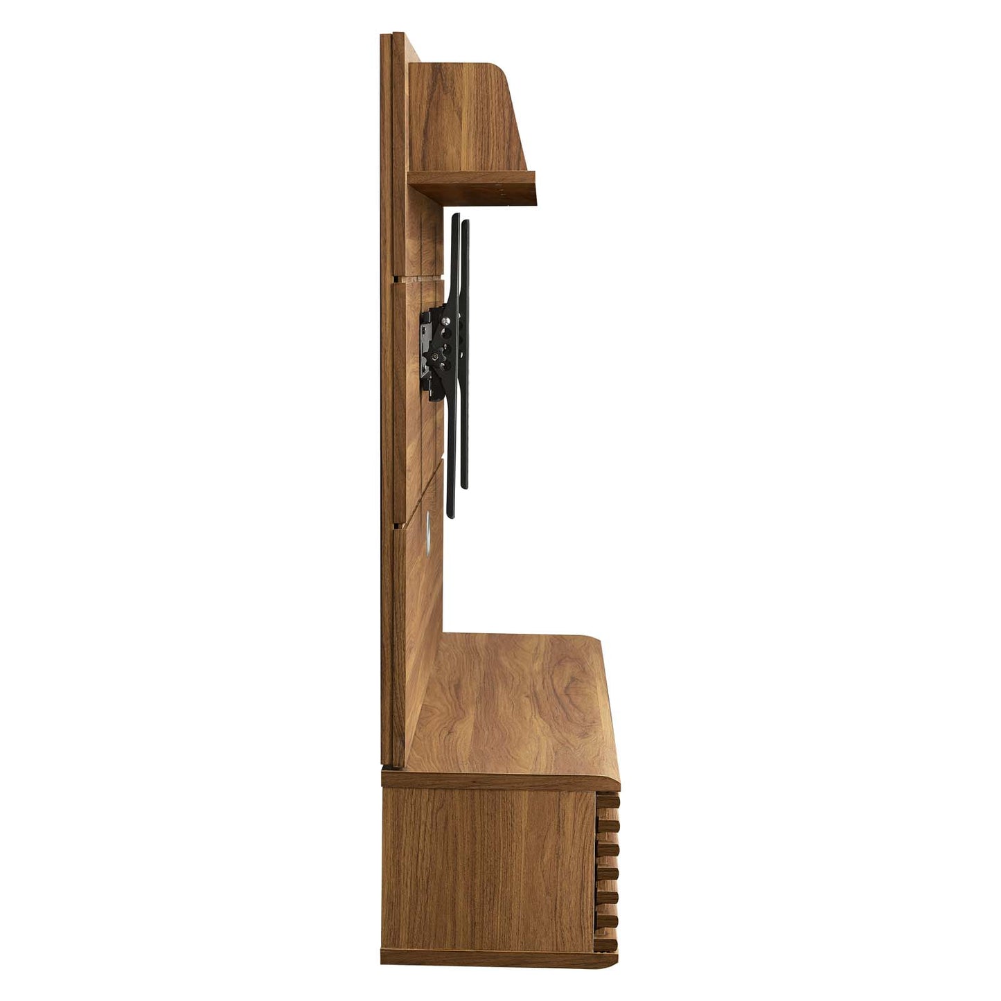 Render Wall Mounted TV Stand Entertainment Center, Wood, Brown Walnut, 18622