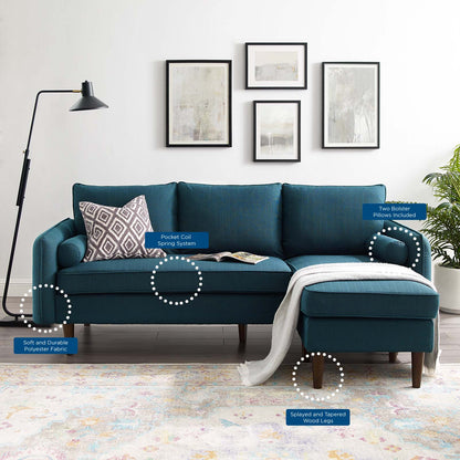 Revive Upholstered Right or Left Sectional Sofa, Fabric, Navy Blue, 18623