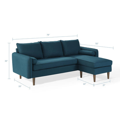 Revive Upholstered Right or Left Sectional Sofa, Fabric, Navy Blue, 18623