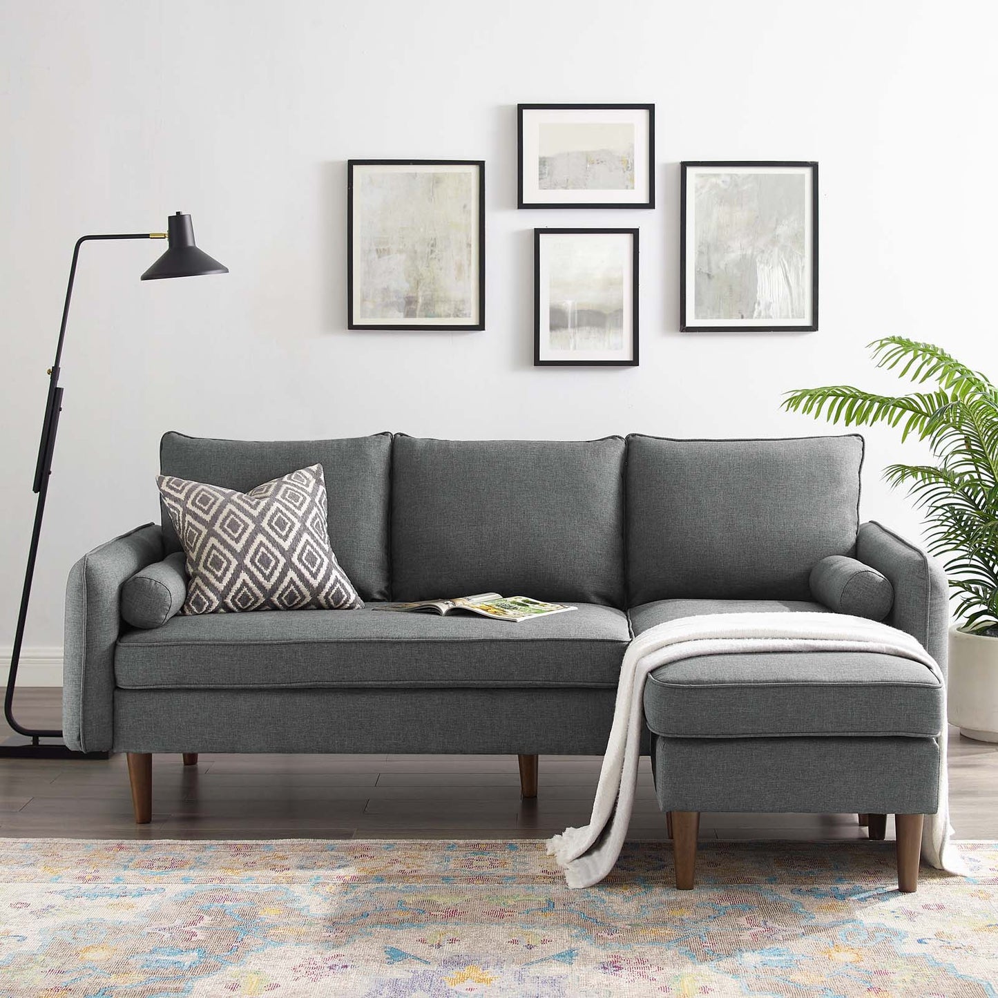 Revive Upholstered Right or Left Sectional Sofa, Fabric, Grey Gray, 18625