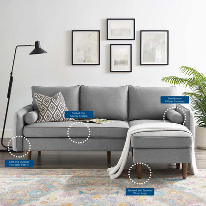 Revive Upholstered Right or Left Sectional Sofa, Fabric, Light Grey Gray, 18626