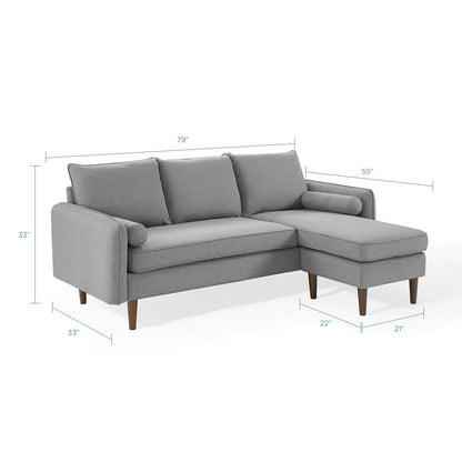 Revive Upholstered Right or Left Sectional Sofa, Fabric, Light Grey Gray, 18626