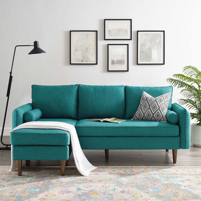 Revive Upholstered Right or Left Sectional Sofa, Fabric, Teal Blue, 18627