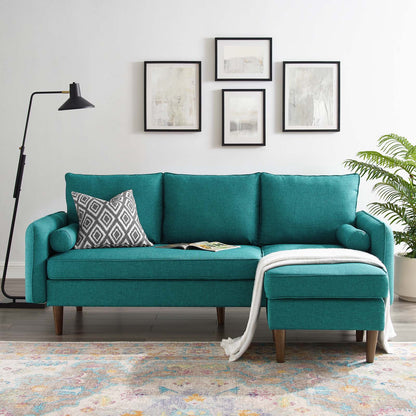Revive Upholstered Right or Left Sectional Sofa, Fabric, Teal Blue, 18627