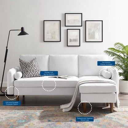 Revive Upholstered Right or Left Sectional Sofa, Fabric, White, 18628